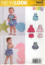 New Look S0810 Ruffle Bottom Romper or Sundress & Panties Sz NB-L UNCUT 6385