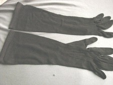 Vintage Edwardian LONG Gloves NOS Brown Mesh Knit S M