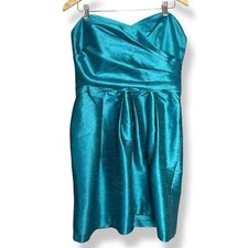 Alfred Sung Bridesmaid Dress Short Strapless Sz 16 Niagara Teal Blue Prom Formal