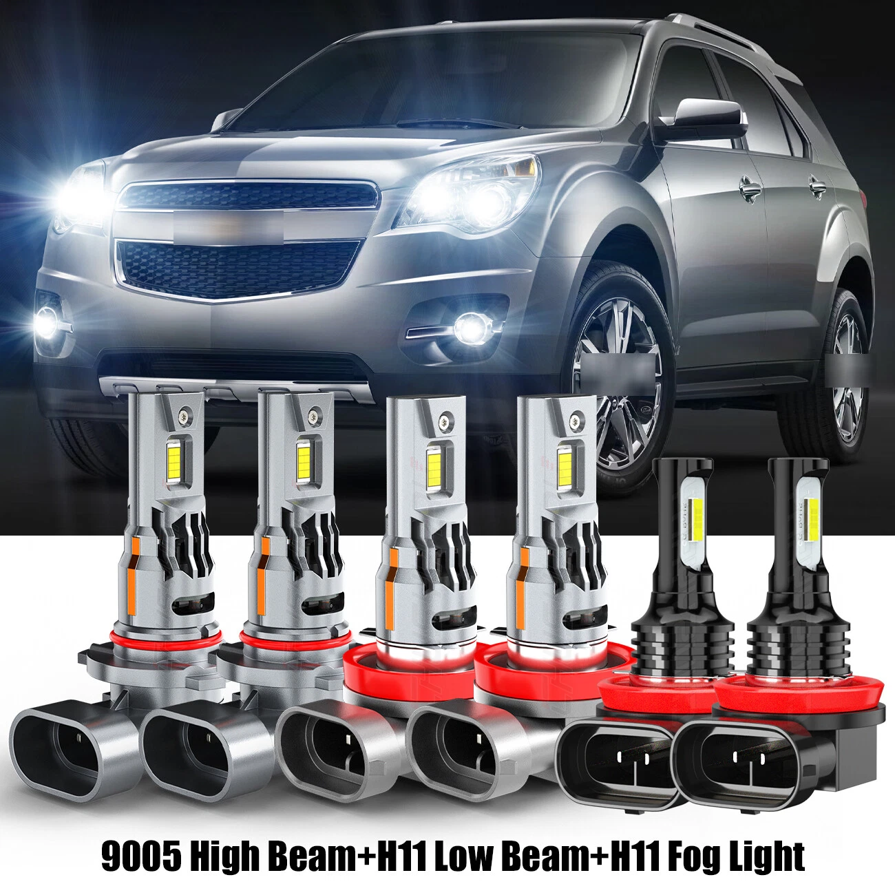 For Chevy Equinox 2010-2017 6000K LED Headlight + Fog Lights Bulbs Combo Kit 6X