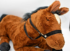 HTF FAO Schwarz Chocolate Brown  Black 18" Plush Pony WITH BRIDAL - G1