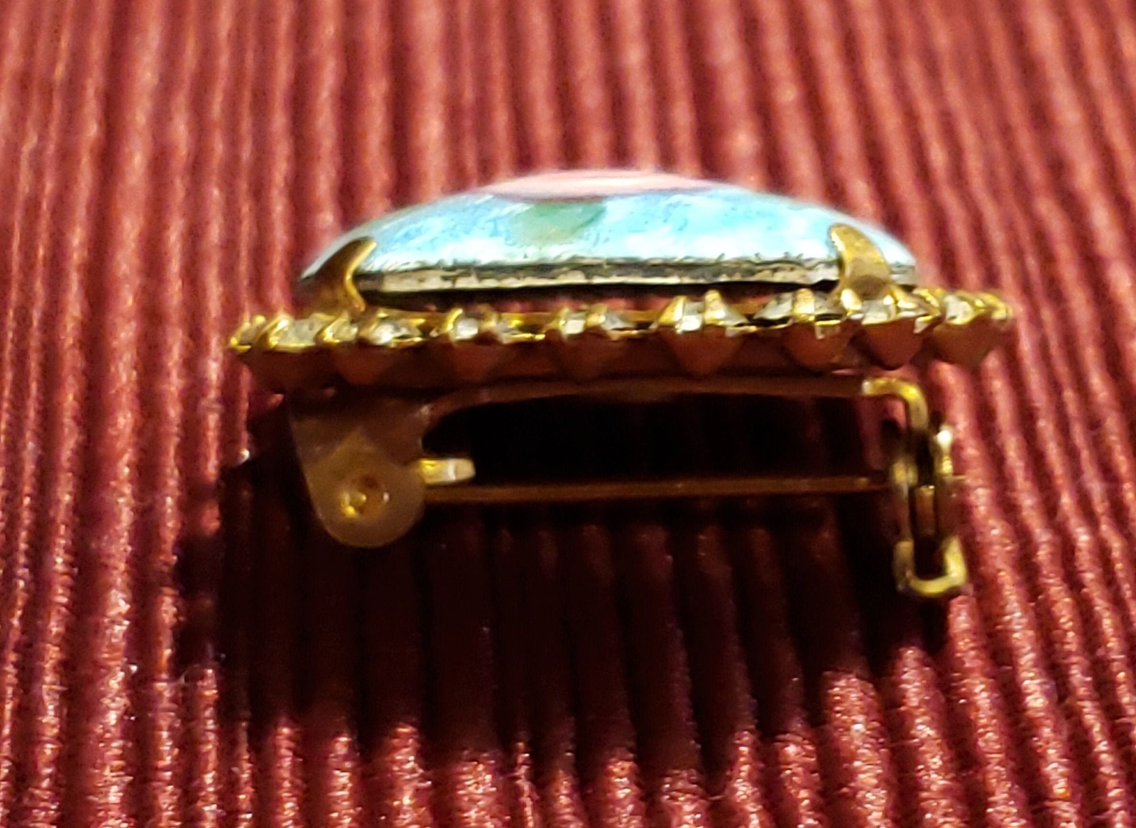 Vintage Unsigned Rose Pin, Rectangular Shape Broo… - image 7