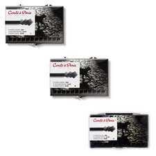 Conte a Paris Carres Sketching Sets 12 Black Crayons HB, B or 2B