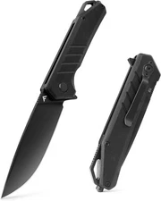 FLISSA Pocket Knife 3.2"D2 Blade G10 Handle EDC Knife w/Button Lock&Pocket Clip