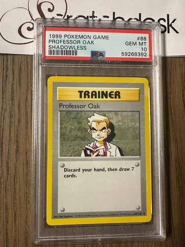 PSA 10 - Pokemon PROFESSOR OAK 88/102 - SHADOWLESS BASE SET Trainer - GEM MINT