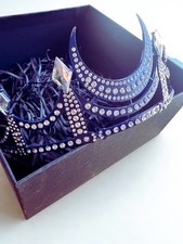 Bookish Box Nyktos Crown Tiara Navy Blue Moon Fairy Fantasy Prom Rhinestone