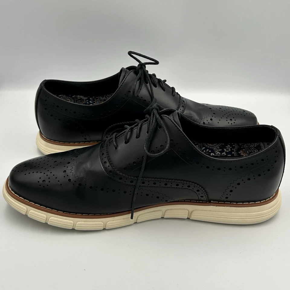 BRUNO MARC NEW YORK Mens Grandwing Black Wingtip Dress Shoes Size 13 - Image 4 of 4