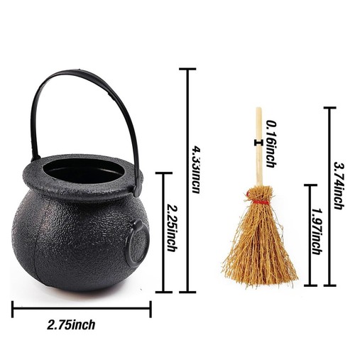 24PCS Mini Cauldrons and Witch Brooms Set for Halloween For Kids Parties - Picture 11 of 12