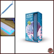 Coiled USB C Mechanical Keyboard Cable 4.9ft PET Double Sleeve Blue for Type C