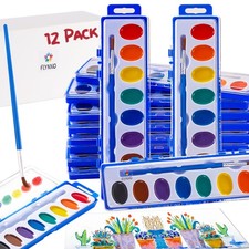 12 Pack Water Color Paint Sets for Kids - Non-Toxic 8 Color Kits