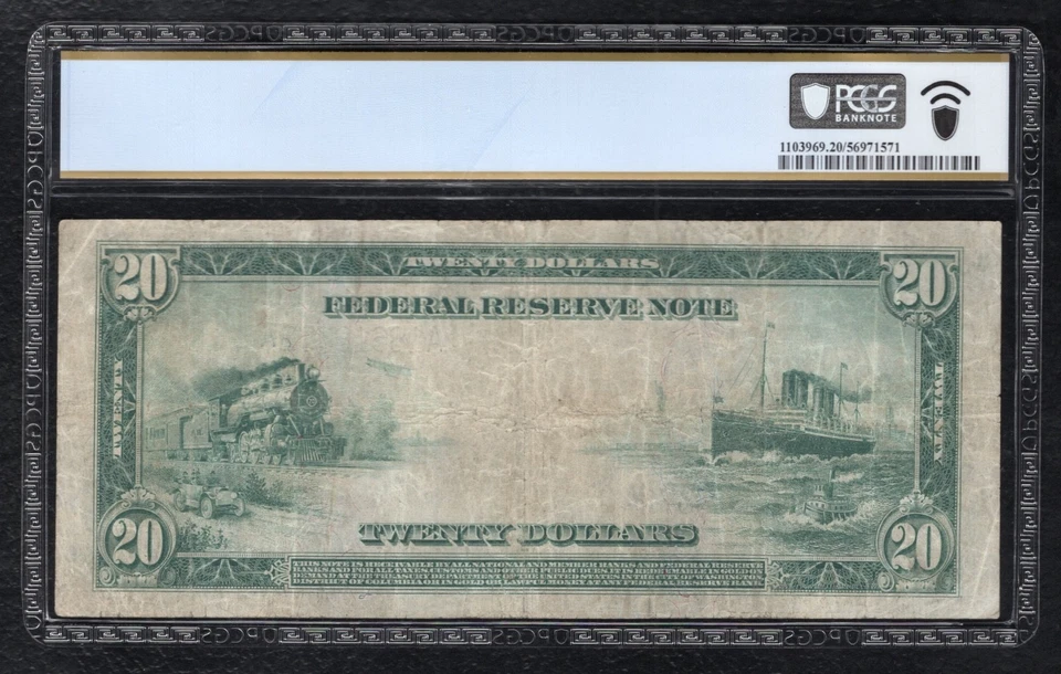 FR. 967 1914 $20 FRN FEDERAL RESERVE NOTE BOSTON, MA PCGS BANKNOTE VERY FINE-20 - Image 2 of 2