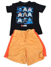 Star Wars Outfit Lego Droid Graphic Print T-Shirt Shorts Set Boy Youth Sz S 6/7