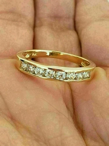 2Ct Round Lab-Created Diamond Eternity Wedding Band Ring 14K Yellow Gold Plated