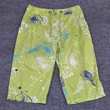 Chico's Capri Womens Size 1  M-8  Green Floral Print Tropical Pants