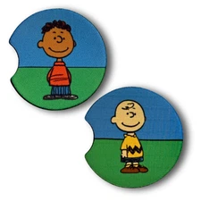 Charlie Brown & Franklin Car Coasters – Classic  Friends Set