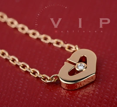 CARTIER C-HEART NECKLACE COLLIER HALSKETTE KETTE 18K GOLD HERZ ANHAENGER DIAMANT - Bild 1 von 4