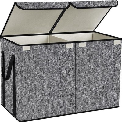 YOLOXO Large Kids Toy Box Chest Storage organizer with Double Flip- Lid - Collap