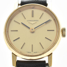 LONGINES Vintage Mechanical Manual Gold Dial Wristwatch Women's 20mm Exc 5 