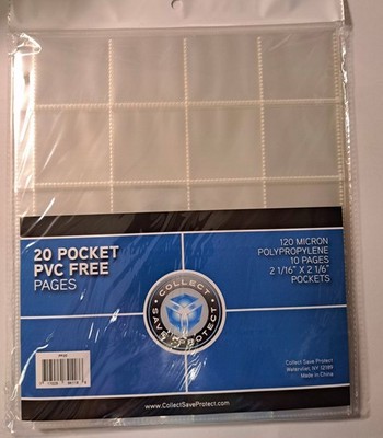 20 - 20 POCKET COIN COLLECTOR PAGES ARCHIVAL SAFE BRAND NEW TOP LOAD