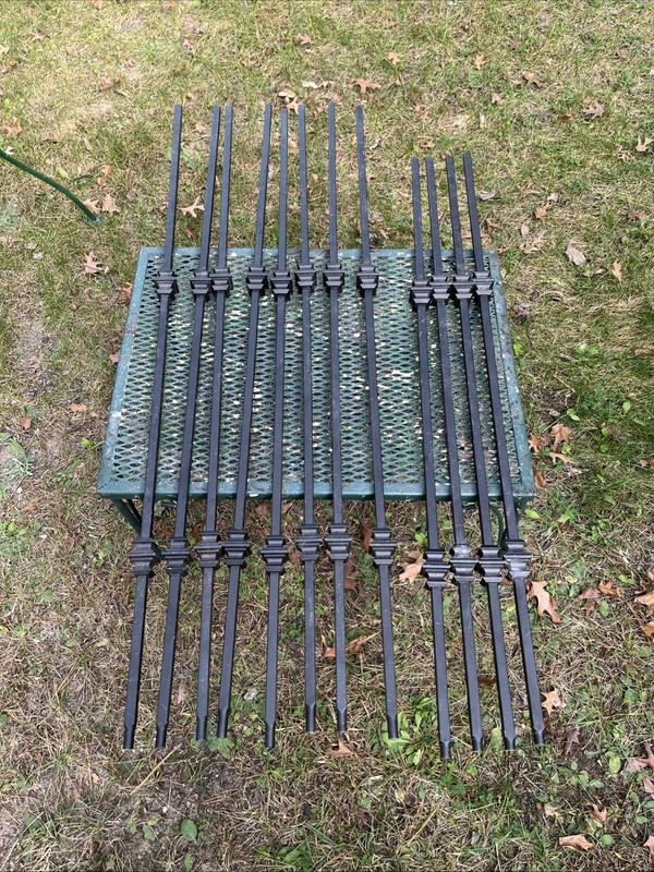 Lot Of 8 Black Wrought Iron Double Knuckle Balusters Plus Bonus See Description