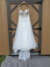 Mila Size 18 Wedding Dress Ivory Lace Strapless Bridal Gown Train
