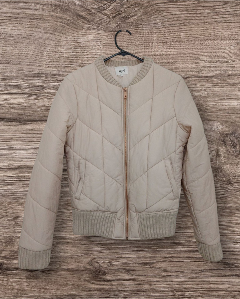 Seed Heritage Pale Pink Long Sleeve Padded Jacket Rose Gold Zip Womens Size 6