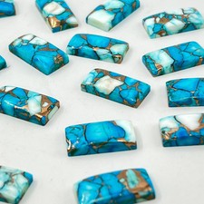 AAA  Ice Blue Daliha Copper Turquoise Cabochon Rectangle Shape Loose Gemstone