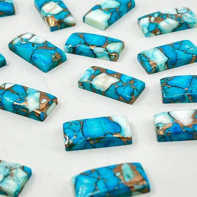 AAA+  Ice Blue Daliha Copper Turquoise Cabochon Rectangle Shape Loose Gemstone