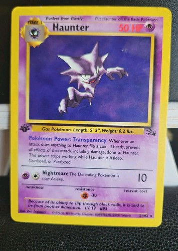 1st edition Haunter - 6/62 - Pokemon Fossil   Card Never Played With Vintage