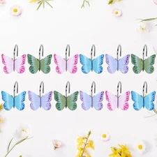 12pcs spring butterfly shower curtain hooks 4 styles colorful curtain 