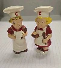 Vintage Plastic Campbells Soup Kids Salt and Pepper Shakers 4 1/2"