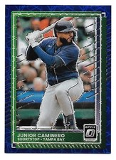 2022 Donruss Optic Junior Caminero Blue Laser card #40 Tampa Bay Devil Rays SS