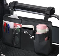 CTWWFS Upgrade Wheelchair Side Bag with Cup Holder, Armrest Accessories for Whee