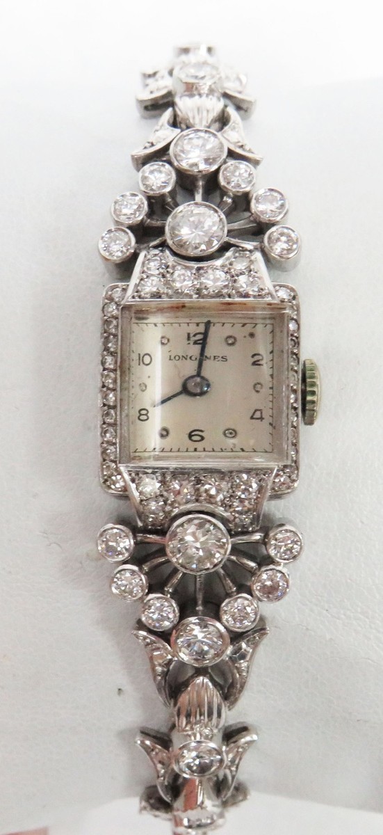 longines ladies dress watch FINE VINTAGE 18K WHITE GOLD DIAMONDS Champagne Bridesmaid Dress