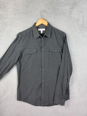 Calvin Klein & Co Shirt Mens Medium Gray Long Sleeve Button Pockets Casual Mens