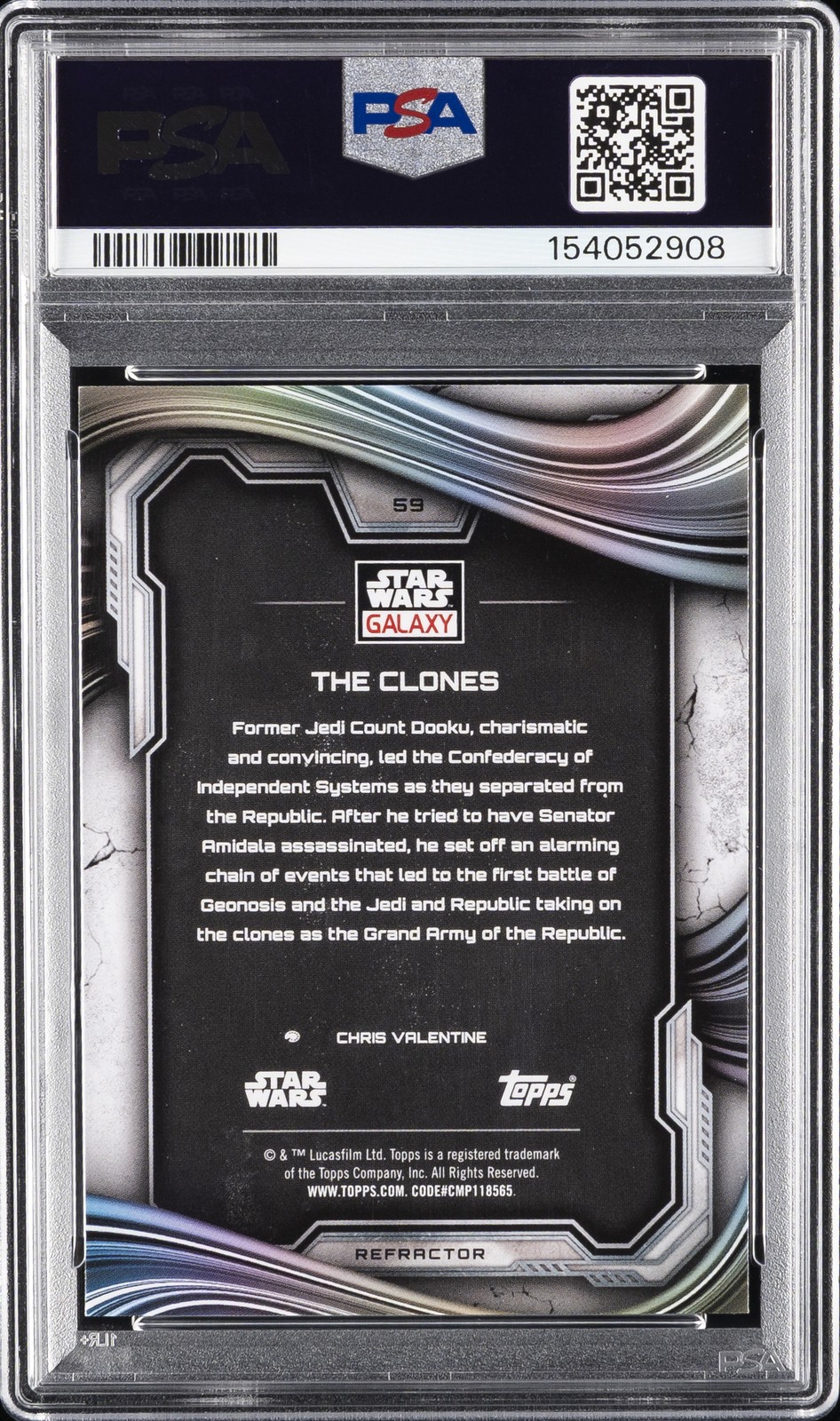2025 TOPPS CHROME STAR WARS GALAXY REFRACTOR #59 THE CLONES PSA 10 view 2