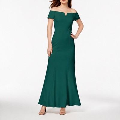 Calvin Klein Women Forest Green Off Shoulder V-Notch Mermaid Evening Gown  Size 8 | eBay
