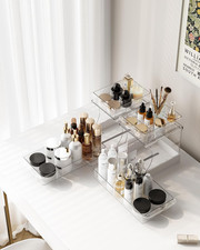 Makeup Organizer 2-Tier Makeup Storage Cosmetics Organizer with 180  Rotating De