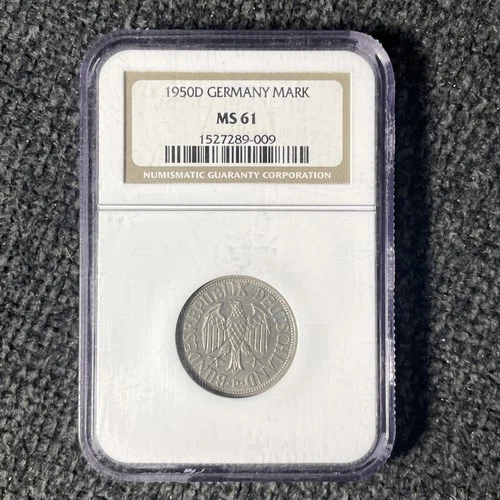 1950-D FEDERAL WEST GERMANY 1 MARK MS61 NGC Rare Uncirculated German Coin!