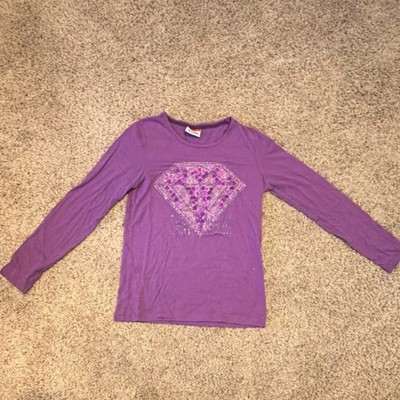 Yigga Girls Purple Graphic Long Sleeve Crew Neck T-Shirt Size 146/152