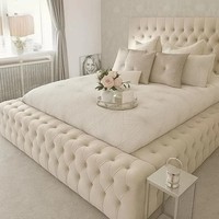 Plush Velvet Ambassador Upholstered Bed Frame Double King Super King