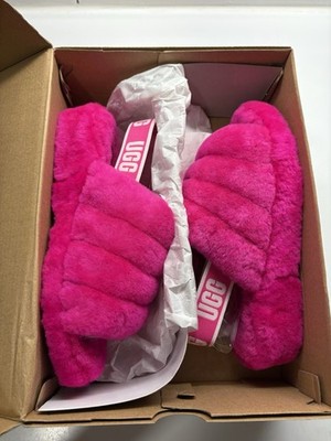 UGG Fluff Yeah Women s Slipper Slide Pink Fur Open Toe US 8 EU 39 UK 6