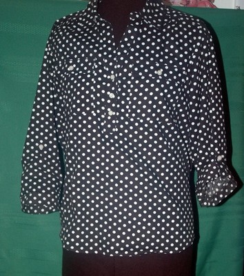 Cathy Daniels Perfect Polka Dot Shirt in Black And White XL Two Pockets