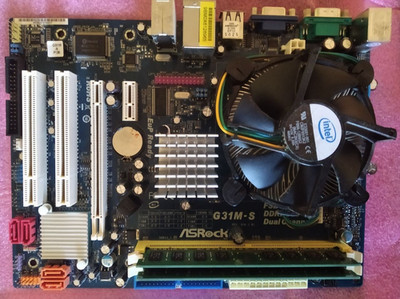 Mainboard ASROCK G31M-S mit CPU INTEL Celeron E3300 2,5GHZ und 2x2GB DDR2  RAM