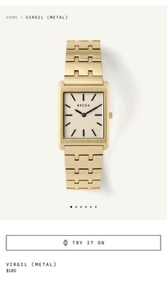 BREDA Virgil Rectangle Gold-Tone Quartz Analog Bracelet Watch w/ Box