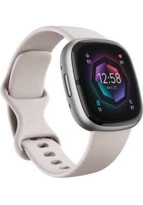 Fitbit Sense 2 Advanced Health  Fitness GPS Smartwatch, Lunar White/Platinum
