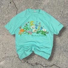 Vintage Butterfly Flowers Garden Cottage Grandma Core Tee size Large