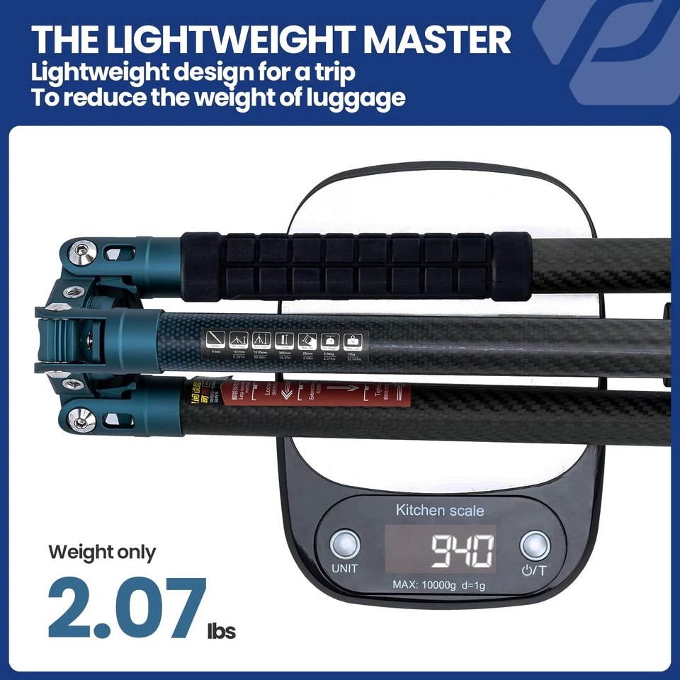 Fotopro 62Inch X-Aircross3 Lightweight Travel Camera Tripod 360 Ball Head.Blue - Image 3 of 4