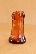 Bud Vase Vintage Blown Glass Murano Style Cherry Amber Retro Centerpiece 1970s