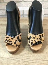 STEVE MADDEN Womens "Glamorl" Leopard Print Hair Like Peep Toe Heels, Size 9M